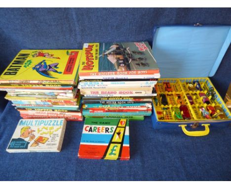 Qty of mixed children's books, TV comic annuals, The Hotspur book for boys, Rupert etc & scale electric sabbuteo