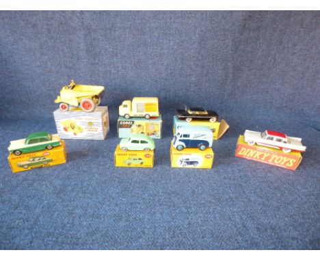 Dinky toys, Morris commercial van, Capston, Triumph Herald & Fiat 600 saloon, De Soto Fire Life sedan with windows, Muir Hill