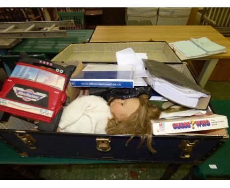 Old school trunk containing bric a brac
