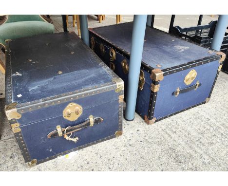 A wood bound trunk and 2 others 