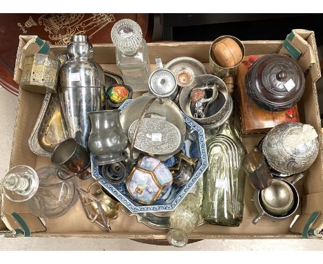 A selection of silver plate and metalware including cocktail shakers etc&nbsp; 