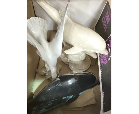 A Poole Dolphin; Royal Doulton figure and other decorative china. 