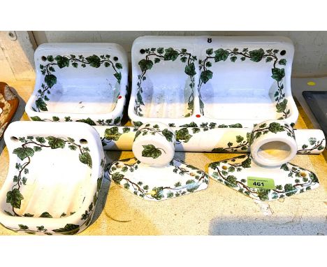 A Porcelaine De Paris France part ceramic bathroom set with ivy decoration 