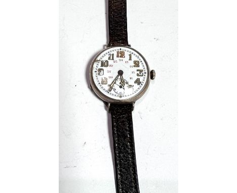 WWI silver cased trench watch, French marks 