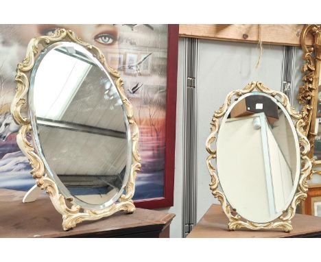 An Italian style pair of easel mirrors, 47cm; a similar triple mirror 