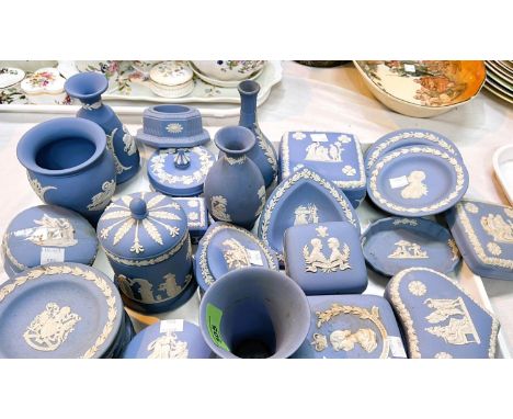A selection light blue jasper trinketware by Wedgwood, 30 pieces approx 