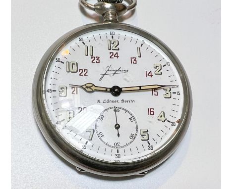 An early/mid 20th century Airship Navigation pocket watch with Arabic numerals in 24 hour clock, seconds dial, marked 'Jungha