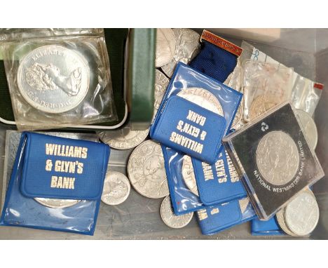 A hall marked silver and enamel ETD medal; a selection of white metal coinage and medals etc 