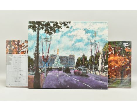TIMMY MALLETT (BRITISH CONTEMPORARY) 'WOODLAND WALK', a signed limited edition box canvas print depicting an autumn woodland 