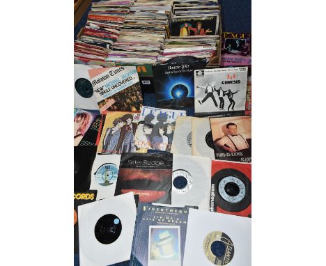 A BOX OF VINYL SINGLES, over three hundred records, artists to include Elvis Presley, Adam and the Ants, Michael Jackson, Bon