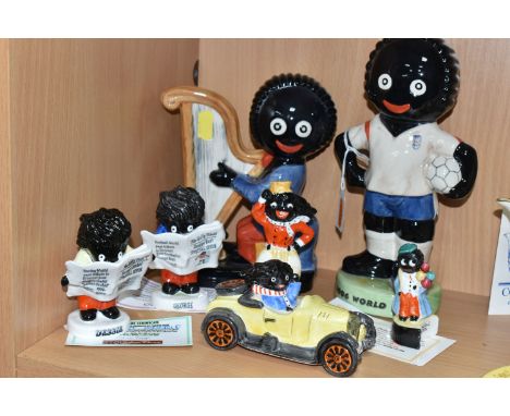 A COLLECTION OF LIMITED EDITION CARLTONWARE CERAMIC FIGURES, comprising a harpist 92/100, height 18cm, 2006 world cup 29/100,