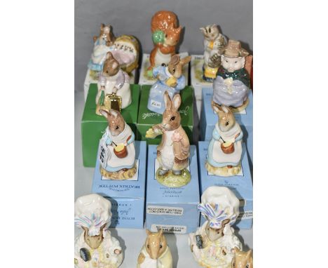 NINETEEN BESWICK BEATRIX POTTER FIGURES, comprising boxed: Benjamin ate a Lettuce Leaf BP-10a backstamp, two x Mrs Rabbit Coo