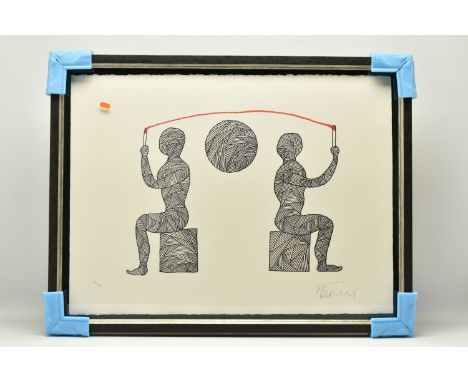 BILLY CONNOLLY (SCOTLAND 1942) 'ROMAN CANDLES', a signed limited edition print depicting two stylised figures, 281/295 with c