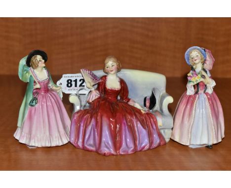 THREE ROYAL DOULTON LADY FIGURES, comprising a small 'Sweet &amp; Twenty' HN1610, 'June' M65 and 'Mirabel' M68 (3) (Condition