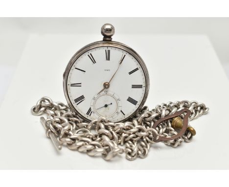 A MID 19TH CENTURY SILVER OPEN FACE POCKET WATCH, key wound movement, white round dial, signed '1083', Roman numerals, subsid
