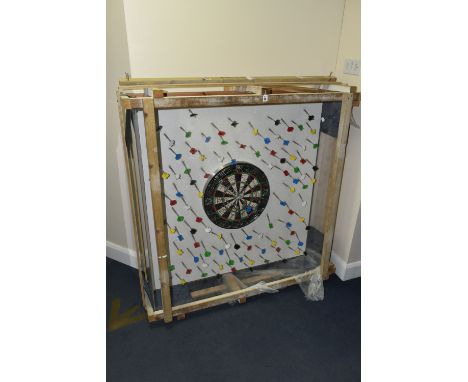 TONY RAYMONZEREK (LEBANON 1967) A CONTEMPORARY DART THEMED SCULPTURE, comprising of a dartboard with distorted number rings s