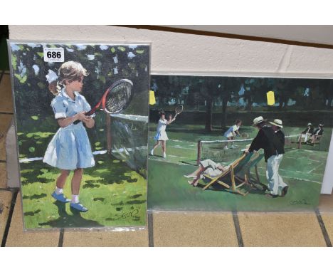 SHERREE VALENTINE DAINES (BRITISH 1959) 'PLAYFUL TIMES I', a signed limited edition print on board depicting a young girl pla
