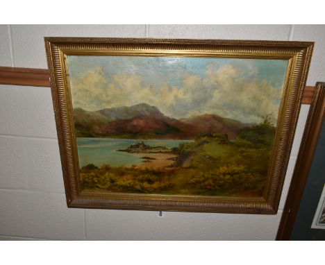 OIL PAINTINGS, PRINT AND MAP, comprising W. Petch water landscape with grazing cattle and birds, signed and dated (19)04 bott