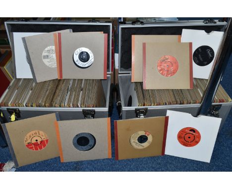 TWO ALUMINIUM SINGLES CASES CONTAINING APPROX TWO HUNDRED 7in SINGLES including Blondie, Boomtown Rats, Bob Marley, The Beatl