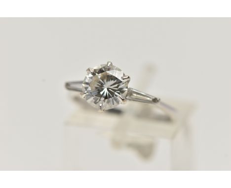 AN 18CT WHITE GOLD, SINGLE STONE DIAMOND RING, round brilliant cut diamond, measuring approximately 7.29mm x 7.28mm x depth a