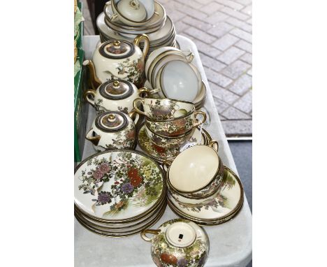 A GROUP OF JAPANESE TEAWARE,  comprising a hand painted eggshell set of cups, saucers and tea plates, together with a Satsuma