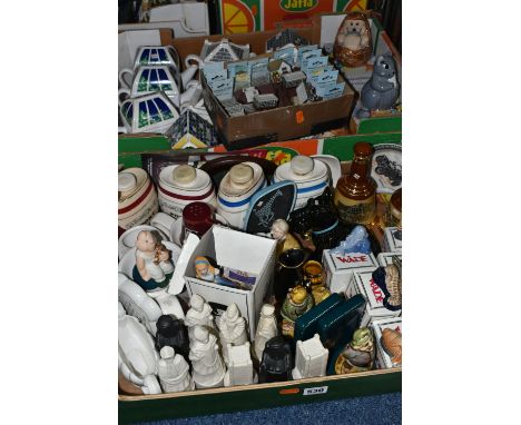 THREE BOXES OF WADE CERAMICS, to include thirty eight Whimsey-on Why cottages, a boxed Alice in Wonderland Collection 1999 Me