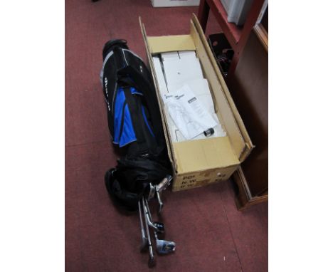 Helios Astronomical Telescope, in box. Dunlop 7 golf clubs in carry case. (2)