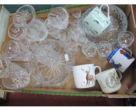 Cut Glass Ashtray, bowl, glass ware etc, mugs:- One Box.