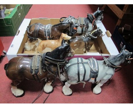 Melba Greyhound, Beswick and other Shire Horses (6):- One Box 