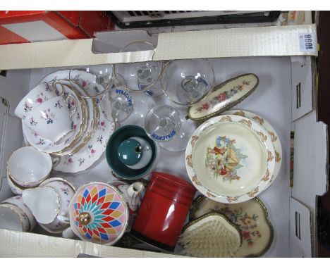 Royal Osborne Tea Service, Babycham glasses, Doulton Bunnykins, Denby, Sadler teapot, Chad Valley money box dressing table wa