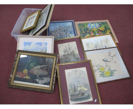 Military Prints, Japanese Watercolour, Pears advertising print, other artwork:- One Box