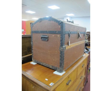 A XIX Century Domed Top Trunk, with wood slats, with lock plate.