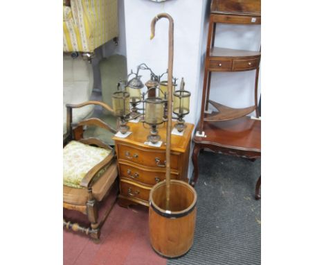 Spanish Style Five Branch Ceiling Light, pine stick stand, Shepherds crook. (3)