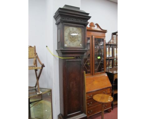 An XVIII Century Oak Eight-Day Longcase Clock, (Banjamin Reeves Lamberhurst), with stepped top, square door and column suppor