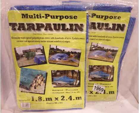 Two new unused 1.8 x 2.4 m tarpaulins. P&amp;P Group 1 (£14+VAT for the first lot and £1+VAT for subsequent lots) 