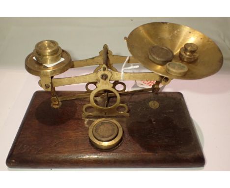 Brass post office scales with brass weights. Not available for in-house P&amp;P 