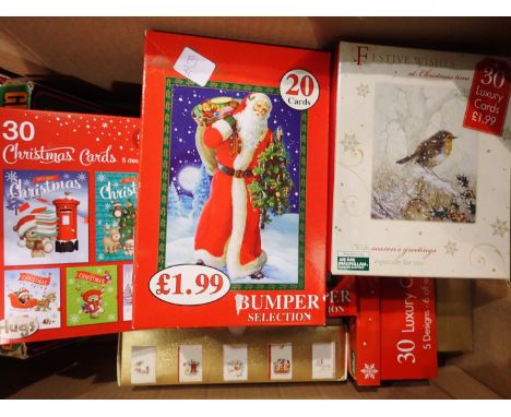 Shelf of mixed Christmas cards including vintage. Not available for in-house P&amp;P 