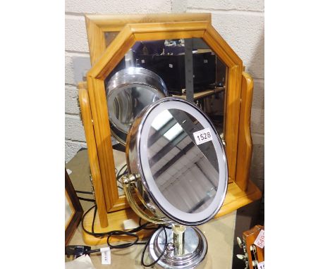 Three framed mirrors including an illuminated example. All electrical items in this lot have been PAT tested for safety and h