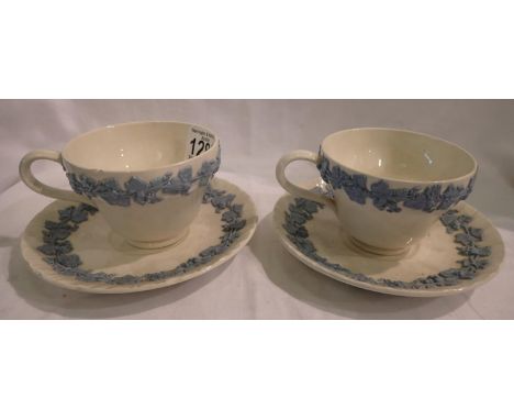 Two Wedgwood Queens Ware cup and saucers. Not available for in-house P&amp;P 