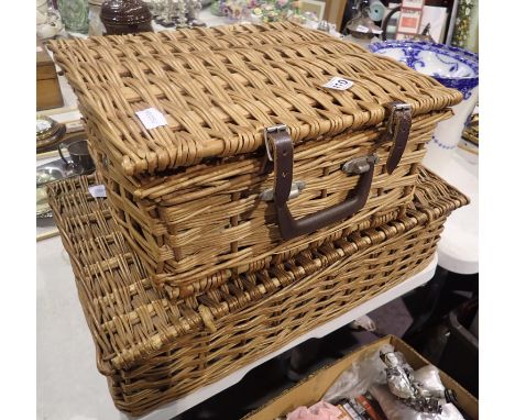 Two vintage hamper baskets with contents. Not available for in-house P&amp;P 