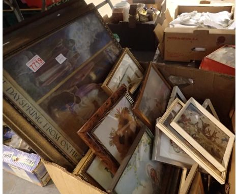 Collection of mixed framed pictures including vintage examples. Not available for in-house P&amp;P 
