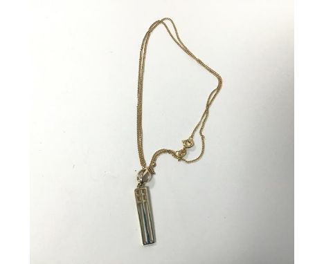 A 9ct gold stylised crucifix with 9ct gold chain (combined: 2.68g) (27cm)