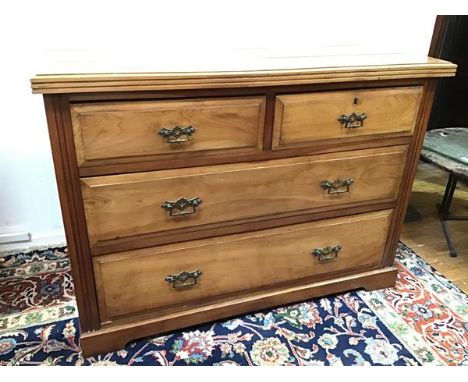 A c.1900 birch chest of drawers, the top with channelled edges above two short drawers and three long drawers, on bracket fee