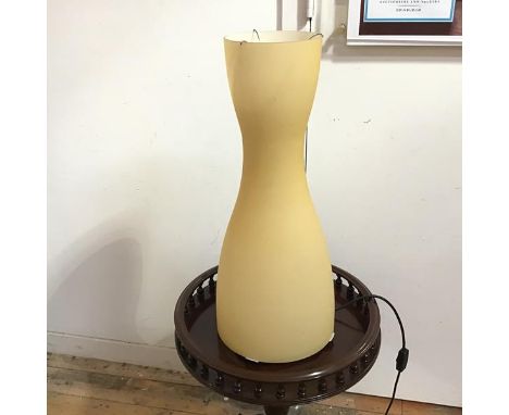 A 1970s Continental glass table lamp of hourglass form, with single large bulb above three hanging bulbs (62cm x 23cm)