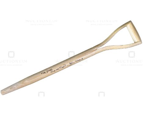 The Two Ronnies (BBC Comedy) - an autographed Fork Handle (a reference to the classic 'Four Candles' sketch) autographed by J