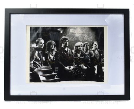 Blake's 7 (BBC Science Fiction show 1978-1981) - vintage cast multi-signed large black and white production photograph.   Sig