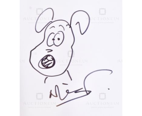 Wallace &amp; Gromit (Aardman Animations animated films) - Nick Park - an original hand drawn sketch of Gromit in black ink, 