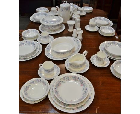 A Wedgwood  Angela pattern dinner and tea service, for six, comprising six dinner plates, starter plates, side plates, bowls,