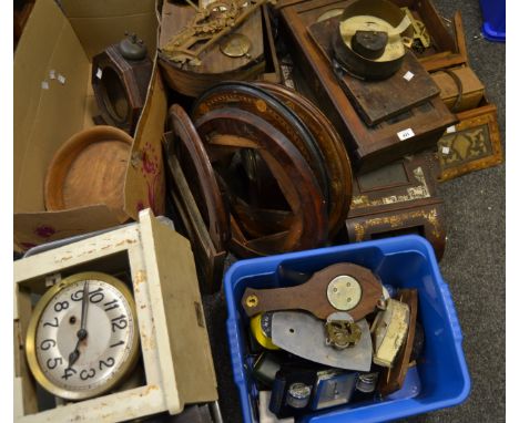 Horology - assorted clock cases & parts; alarm clocks; etc. qty.