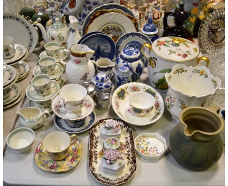 Decorative ceramics - a Coalport 'The Caughley Mask-Head Jug'; Royal Winton Welbeck pattern teacup & saucer; a Porthleven stu